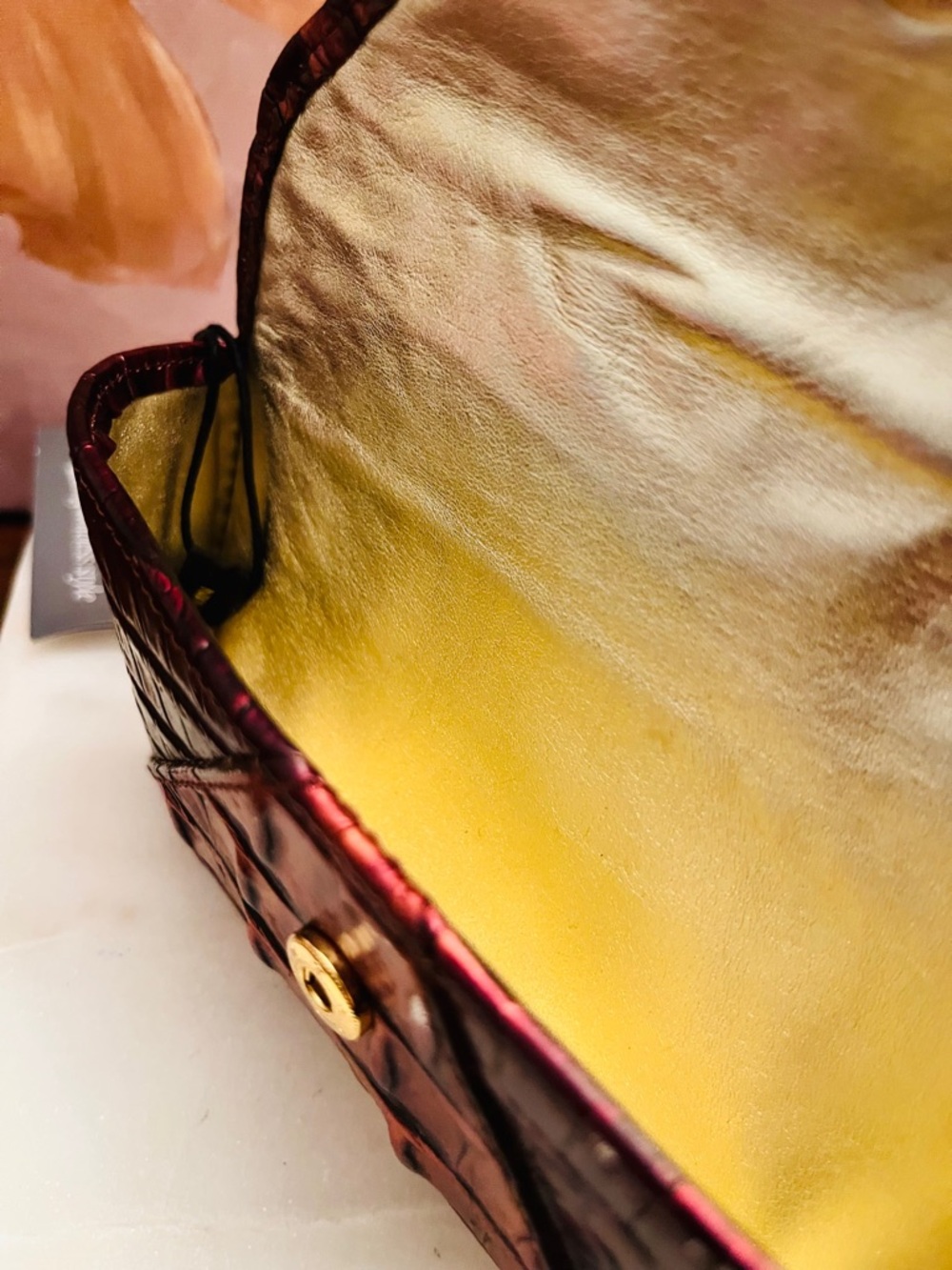 Brahmin Croc-Embossed Copper Bronze Eyeglass Case w/Gold Interior (NWT) - Picture 10 of 14